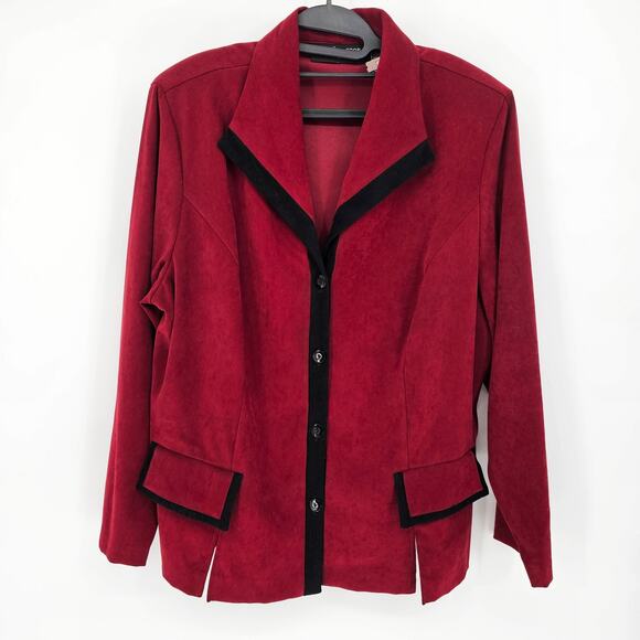 Vintage Sag Harbor Red Button Front Vampy Retro Cardigan Jacket Plus Size 20W - Picture 1 of 6